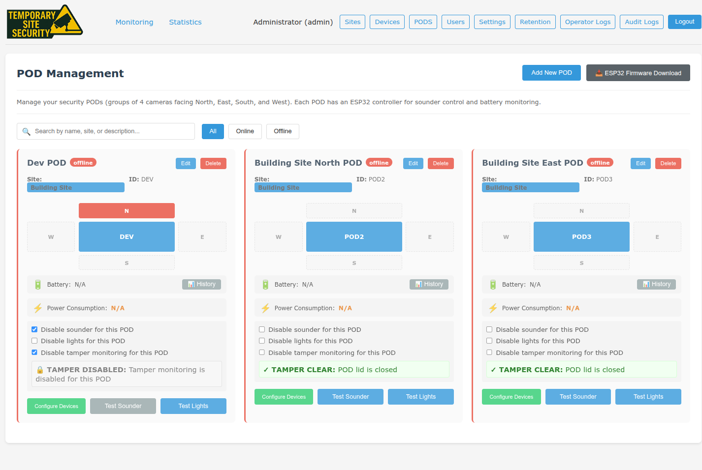 Security POD fleet management and deployment tracking